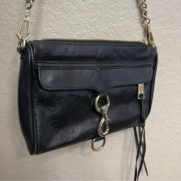 Rebecca Minkoff  crossbody leather black purse bag golden chain classic - Picture 2 of 16